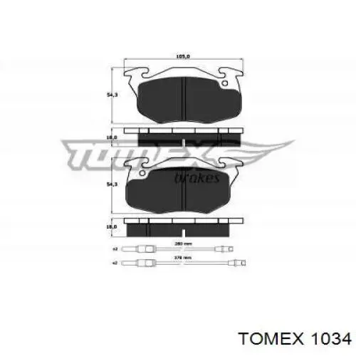 1034 Tomex колодки тормозные передние дисковые