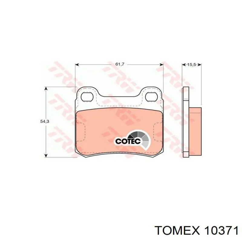 10371 Tomex колодки тормозные задние дисковые