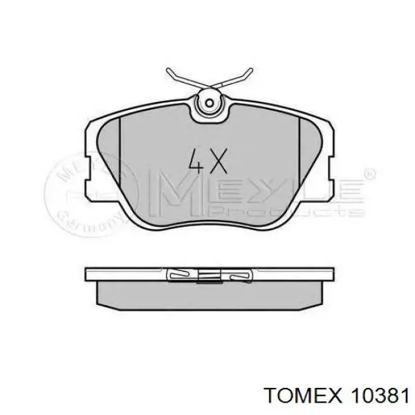 Передние тормозные колодки 10381 Tomex