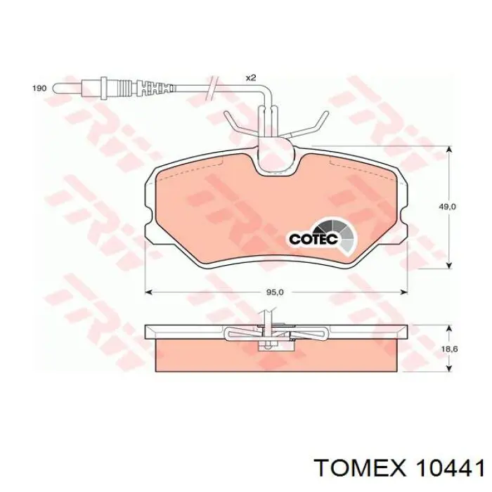 Передние тормозные колодки 10441 Tomex