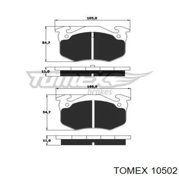 Pastillas de freno traseras 10502 Tomex