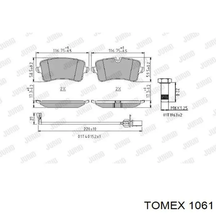 Купить 1061 Tomex Колодки тормозные