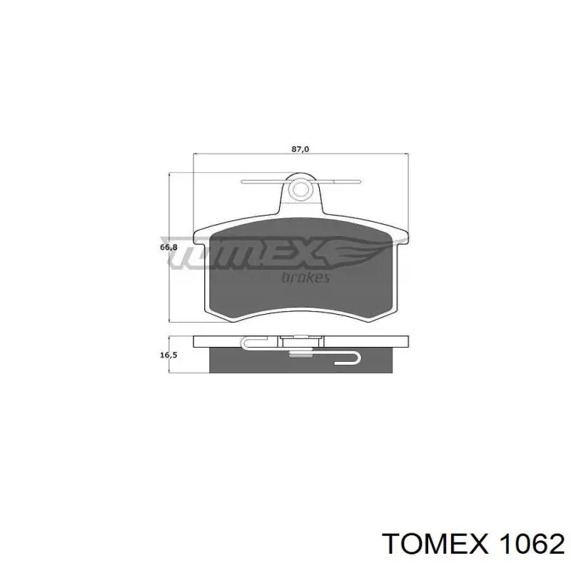 Задние тормозные колодки 1062 Tomex