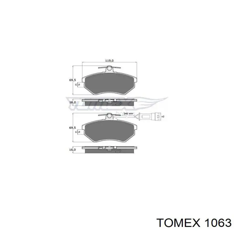 Передние тормозные колодки 1063 Tomex