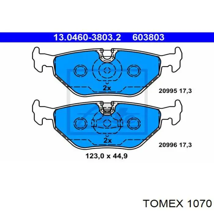 Pastillas de freno traseras 1070 Tomex