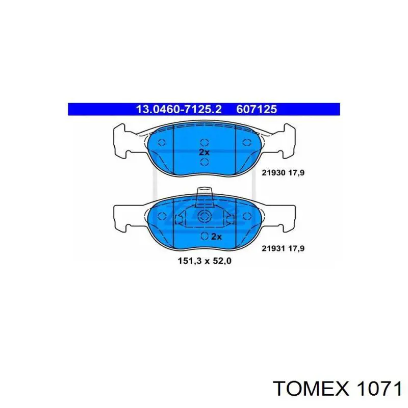 Передние тормозные колодки 1071 Tomex