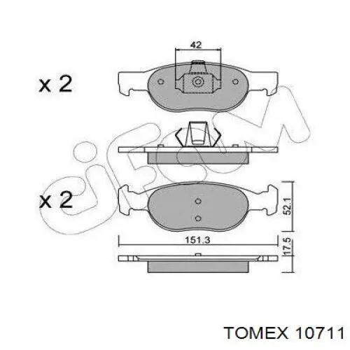 Передние тормозные колодки 10711 Tomex