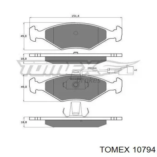 Передние тормозные колодки 10794 Tomex