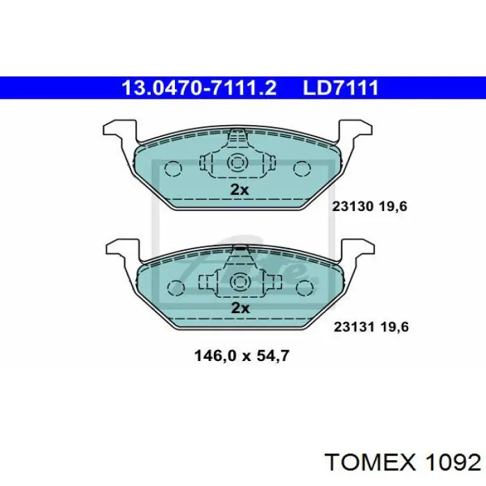 1092 Tomex Колодки передние