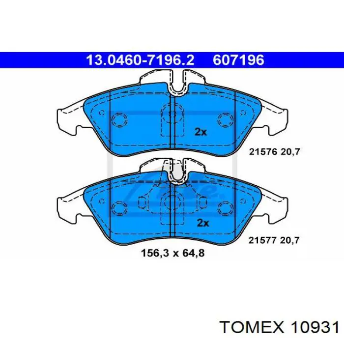 10931 Tomex колодки тормозные передние дисковые