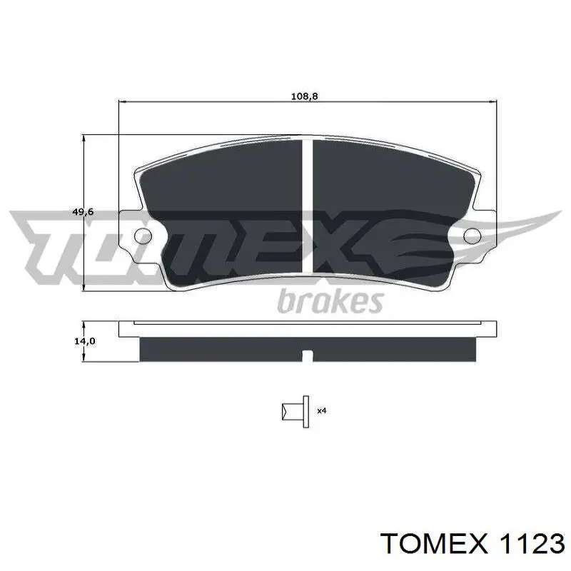 Передние тормозные колодки 1123 Tomex