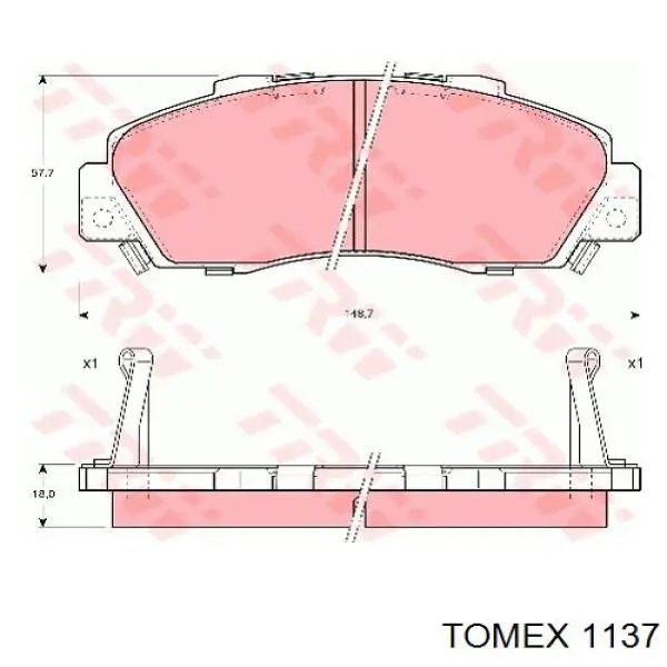 1137 Tomex Колодки передние