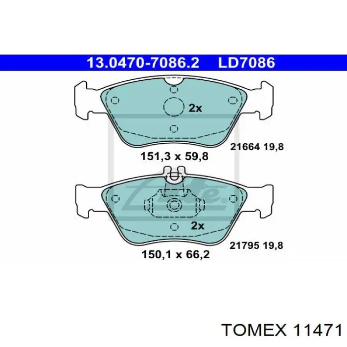 Купить 11471 Tomex Колодки тормозные