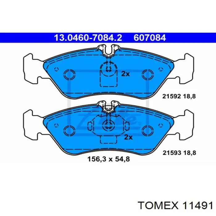 Колодки тормозные задние дисковые TOMEX 11491