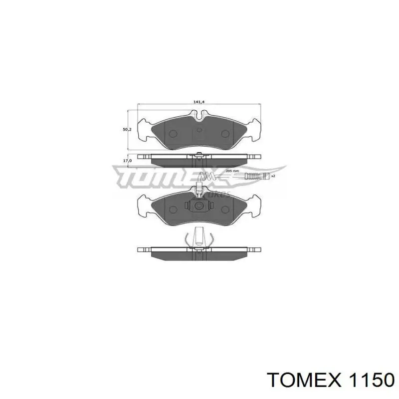 Задние тормозные колодки 1150 Tomex