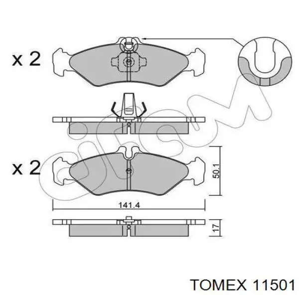 Колодки тормозные задние дисковые TOMEX 11501