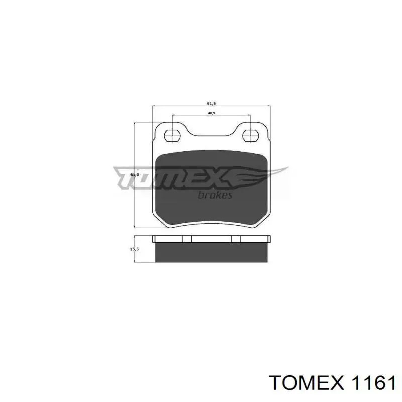 1161 Tomex колодки тормозные задние дисковые