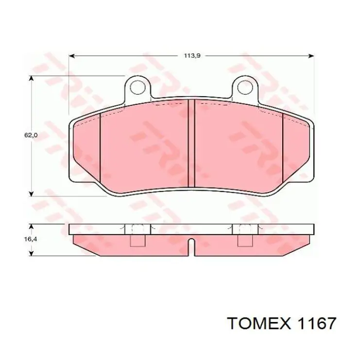1167 Tomex колодки тормозные передние дисковые