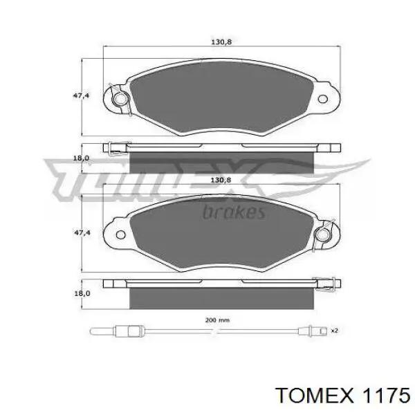 Передние тормозные колодки 1175 Tomex