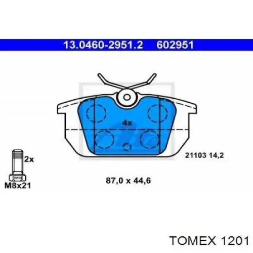 Pastillas de freno traseras 1201 Tomex