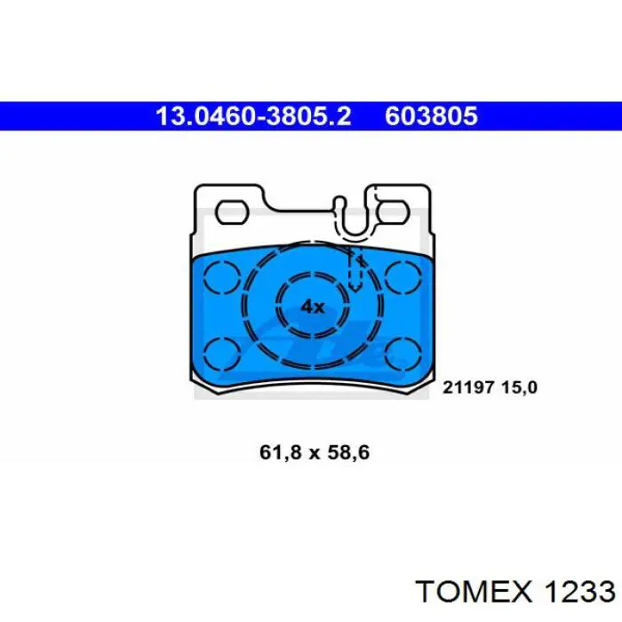 Pastillas de freno traseras 1233 Tomex