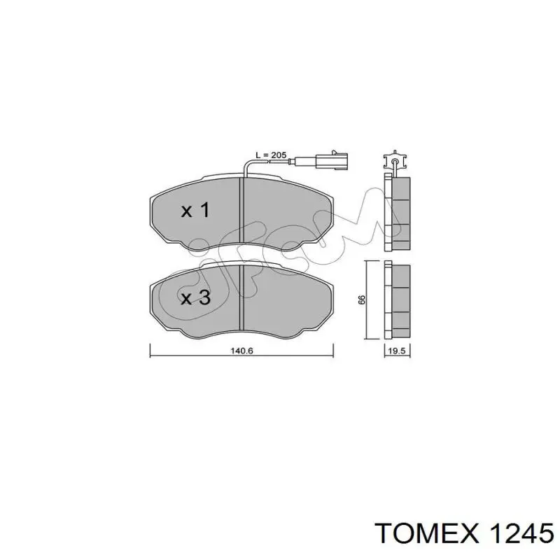 Передние тормозные колодки 1245 Tomex
