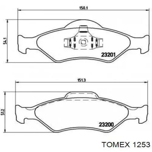 1253 Tomex колодки тормозные передние дисковые