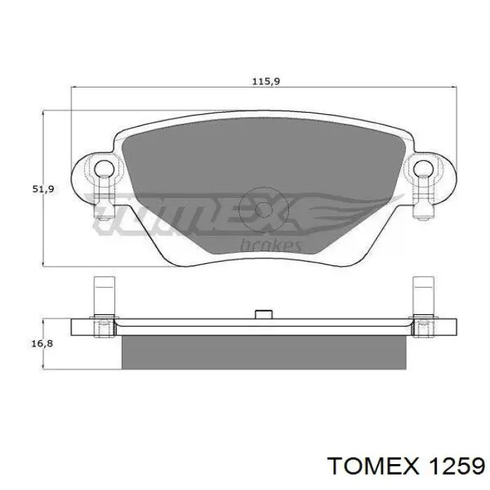 Pastillas de freno traseras 1259 Tomex