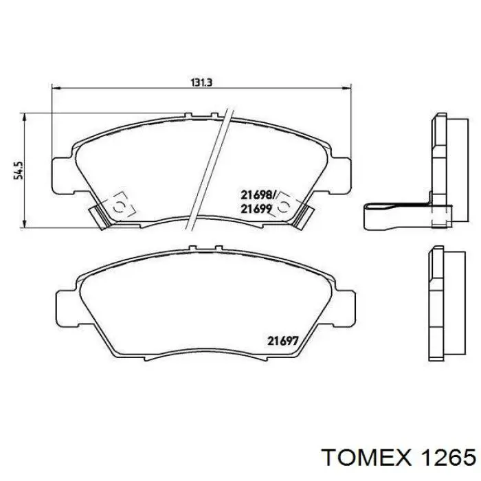 Pastillas de freno delanteras 1265 Tomex