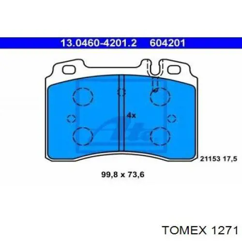 1271 Tomex колодки тормозные передние дисковые