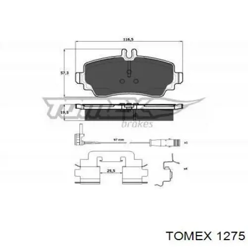Передние тормозные колодки 1275 Tomex
