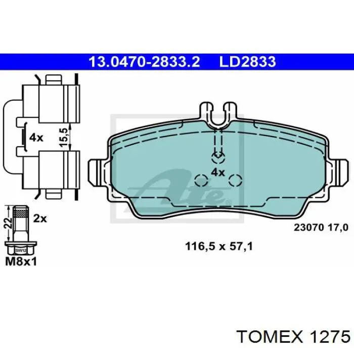 Колодки Tomex TX1275 цена, от 18.59 USD