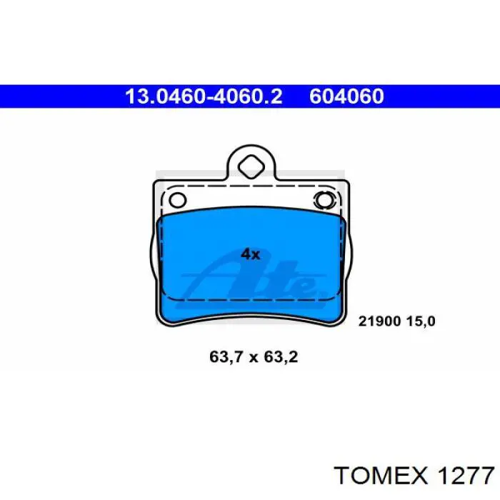 Задние тормозные колодки 1277 Tomex