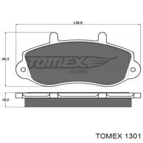 Передние тормозные колодки 1301 Tomex