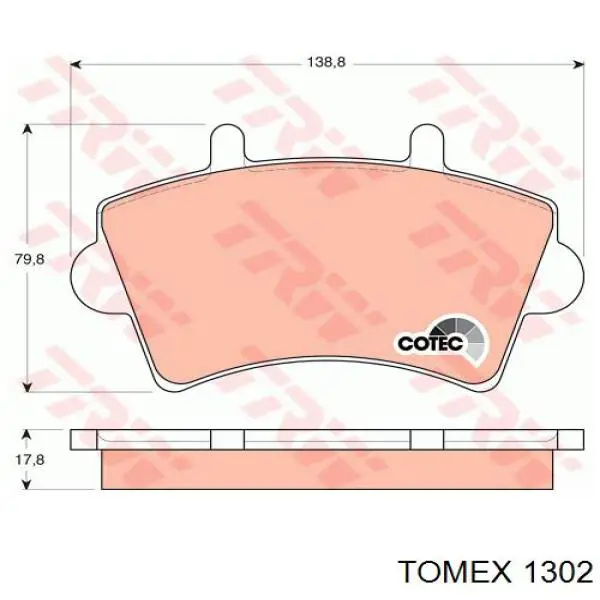 Передние тормозные колодки 1302 Tomex