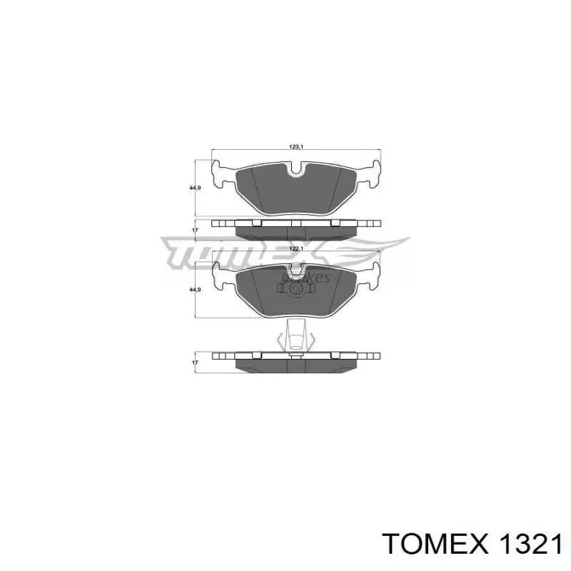 Pastillas de freno traseras 1321 Tomex