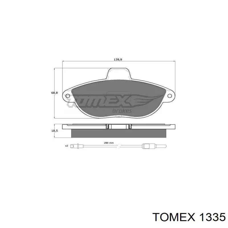 1335 Tomex колодки тормозные передние дисковые
