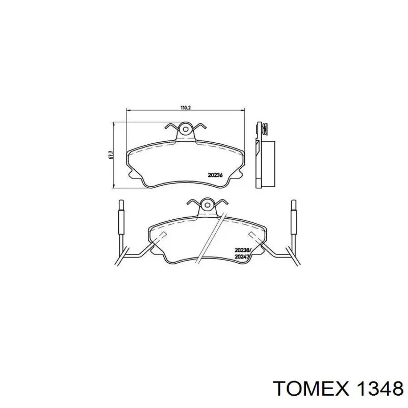 1348 Tomex передние тормозные колодки