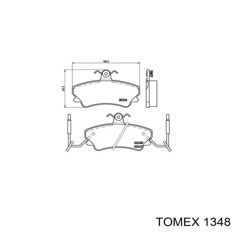 Передние тормозные колодки 1348 Tomex