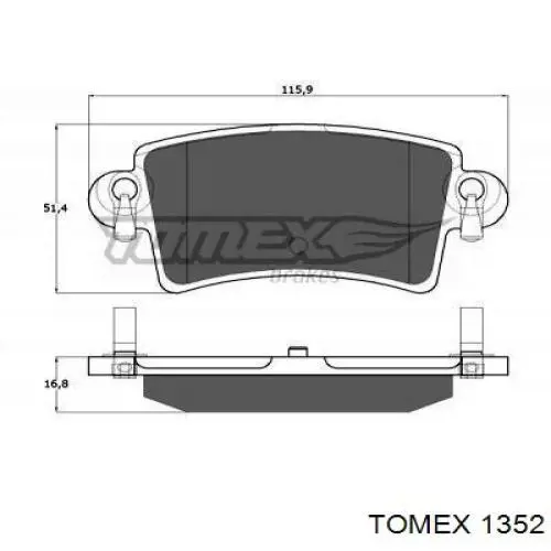 Задние тормозные колодки 1352 Tomex