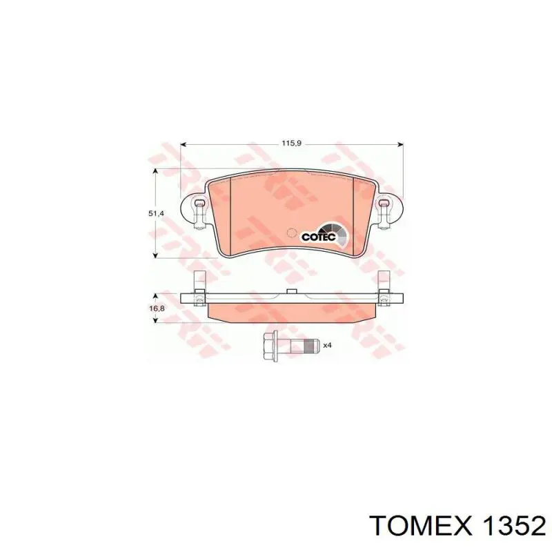Колодки дисковые  Tomex 1352 цена, от 16.19 USD