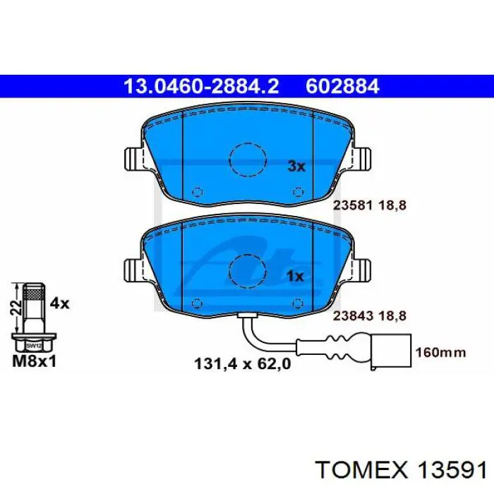 13591 Tomex Колодки передние