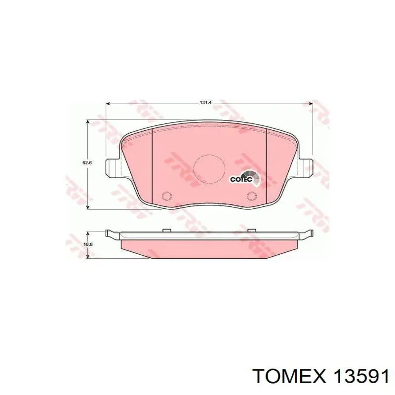 Купить 13591 Tomex Колодки тормозные
