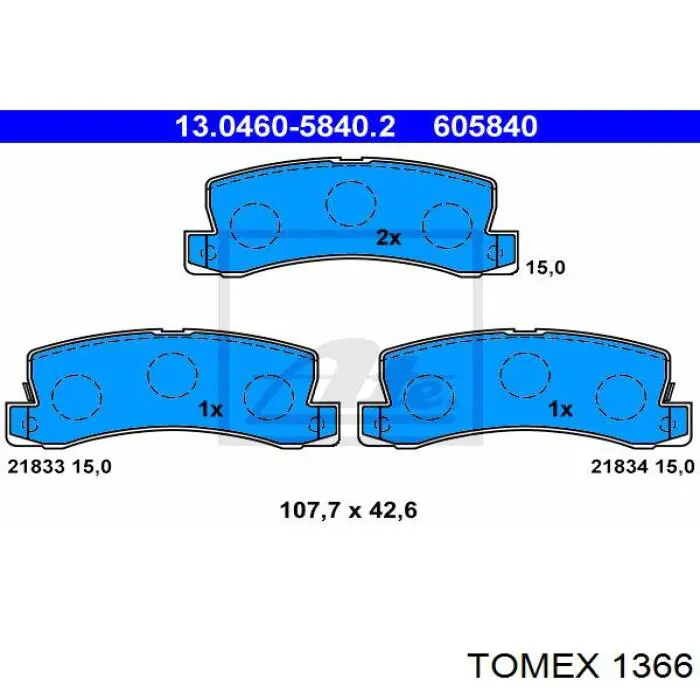 1366 Tomex колодки тормозные задние дисковые
