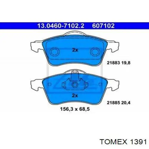 Колодки тормозные передние дисковые TOMEX 1391