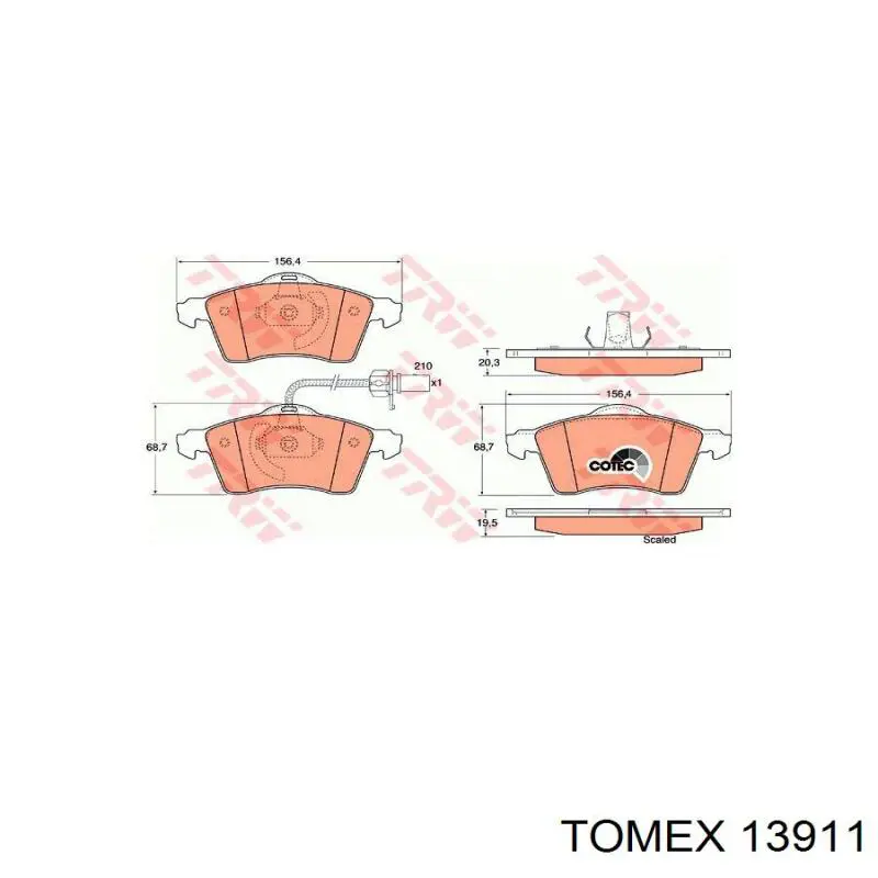 13911 Tomex Колодки передние