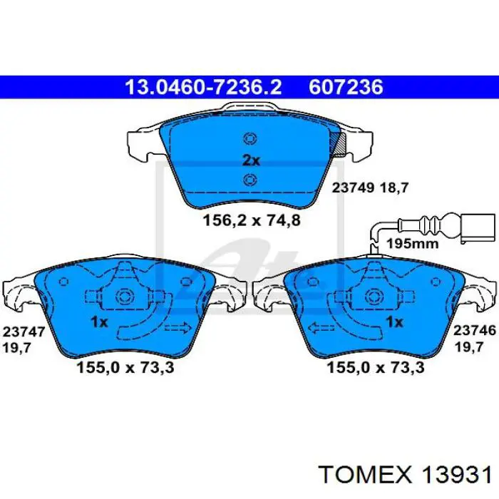Купить 13931 Tomex Колодки тормозные