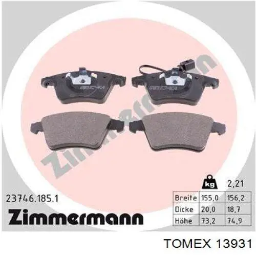 Колодки Tomex 13931 цена, от 27.60 USD
