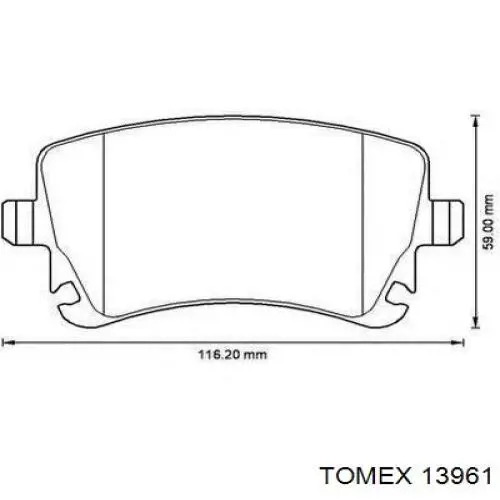 Задние тормозные колодки 13961 Tomex
