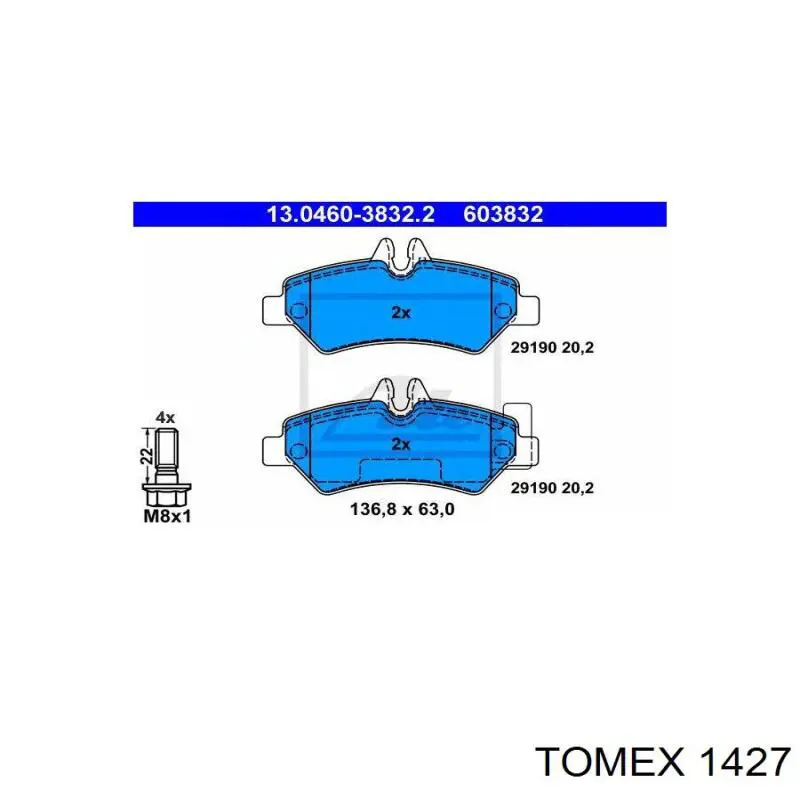 1427 Tomex Колодки тормозные дисковые комплект